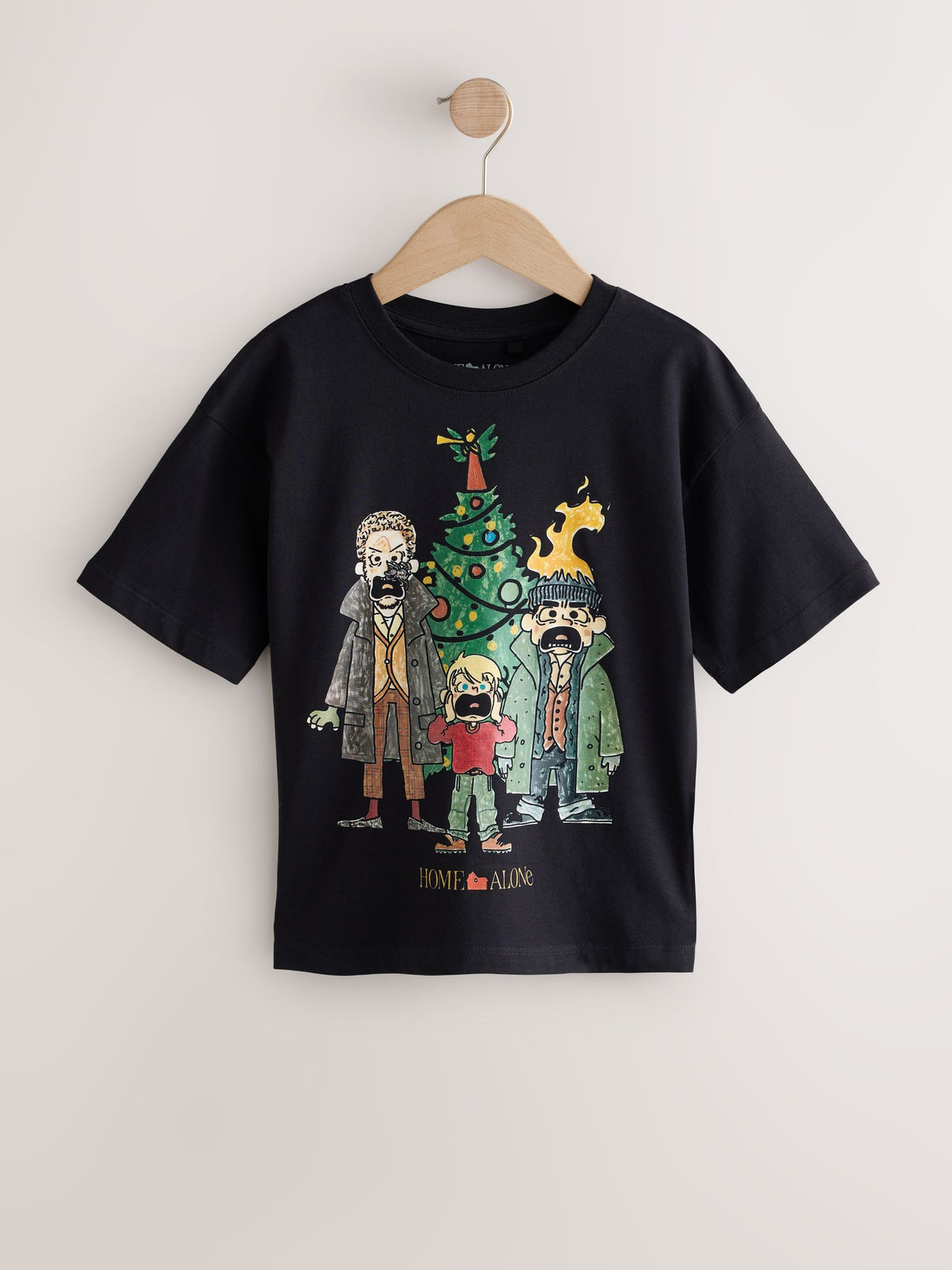 Black Home Alone Short Sleeve Christmas T-Shirt (3-16yrs) - image 1