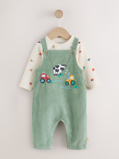 Green Farm Cord Dungarees and Bodysuit Baby Set (0mths-3yrs) - image 1