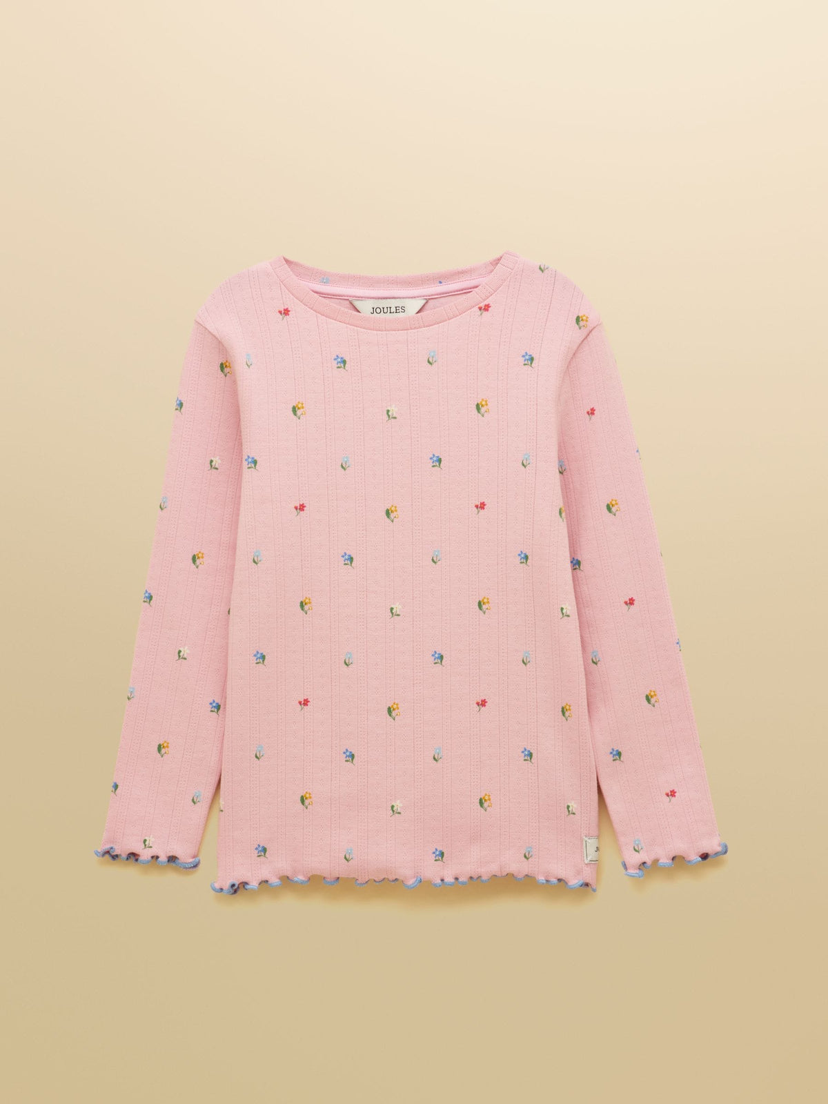 Joules Girls' Odelia Cream & Pink Pack Of Two Long Sleeve Pointelle Tops - image 2