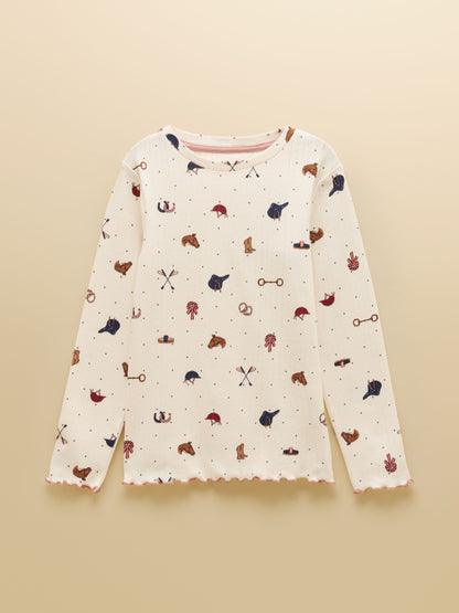 Joules Girls' Odelia Cream & Pink Pack Of Two Long Sleeve Pointelle Tops - image 3