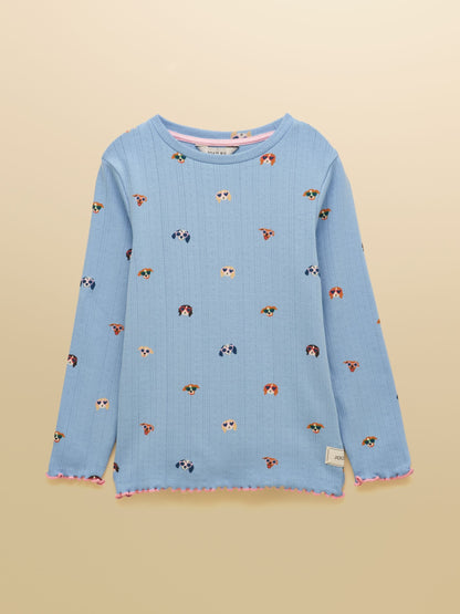 Joules Girls' Odelia Khaki & Blue Pack Of Two Long Sleeve Pointelle Tops - image 3