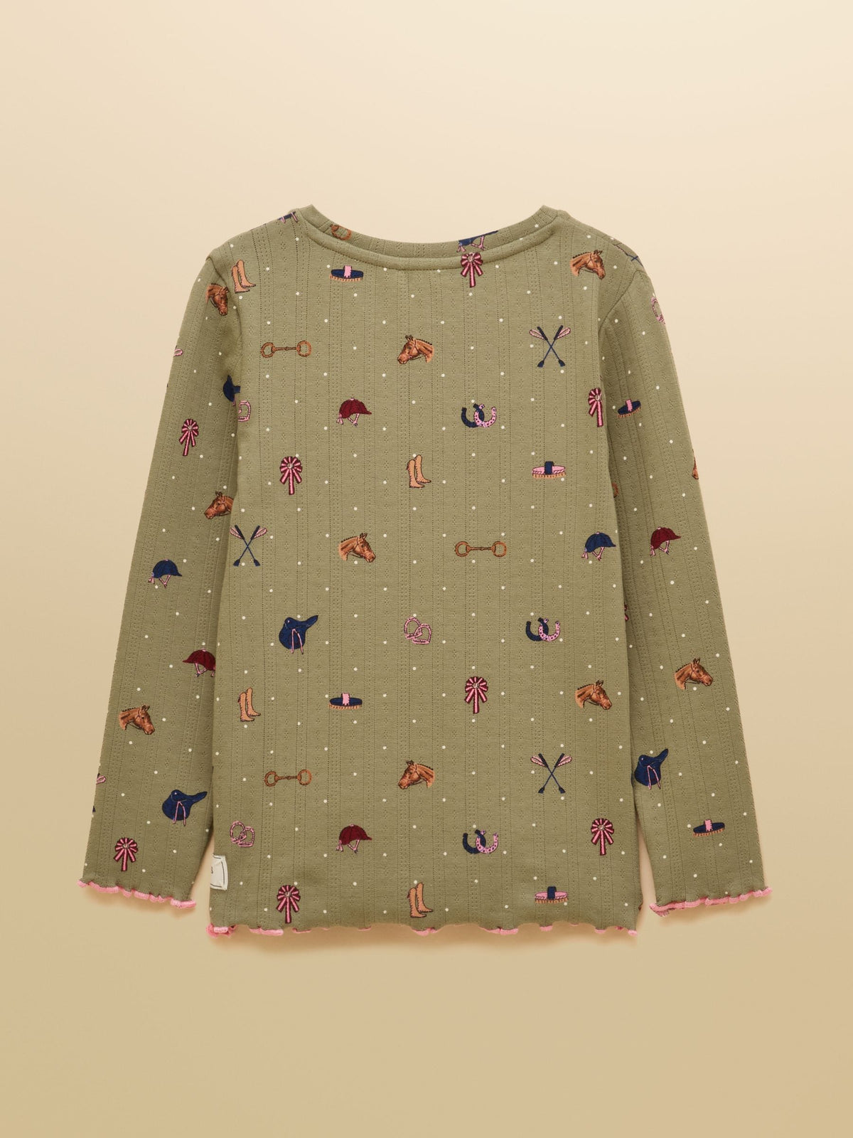 Joules Girls' Odelia Khaki & Blue Pack Of Two Long Sleeve Pointelle Tops - image 4