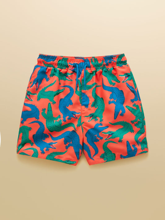 Dsiney Kidz - Joules Boys' Ocean Orange Crocodiles Printed Swim Shorts image 1
