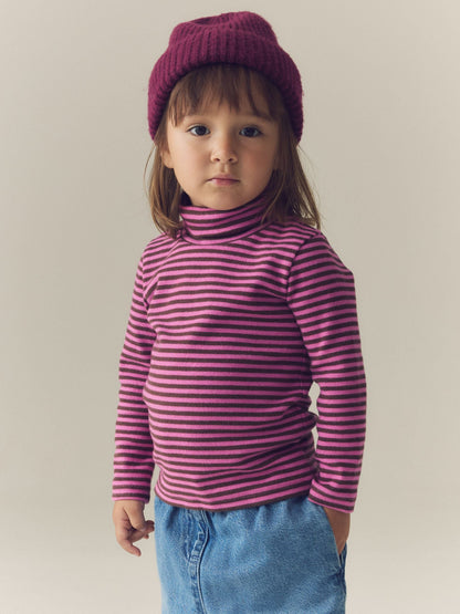 Pink Stripe Long Sleeve Roll Neck Top (3mths-7yrs) - image 1