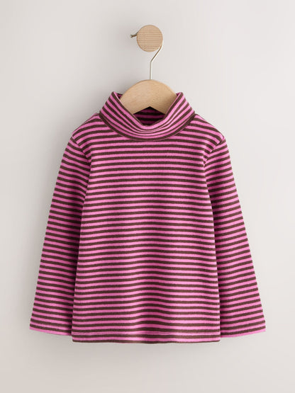 Pink Stripe Long Sleeve Roll Neck Top (3mths-7yrs) - image 3