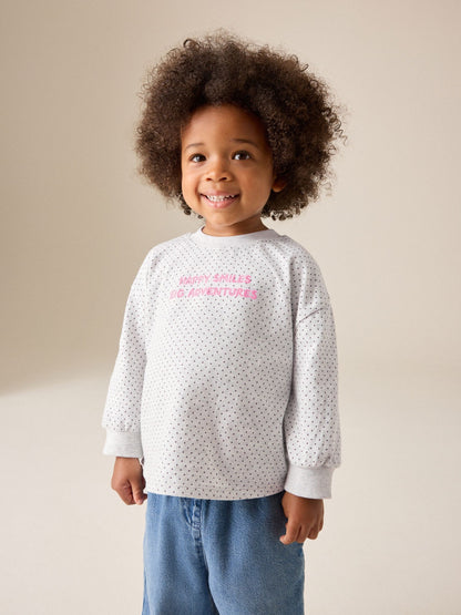 Dsiney Kidz - Grey Spot Long Sleeve Slogan Top (3mths-7yrs) image 1