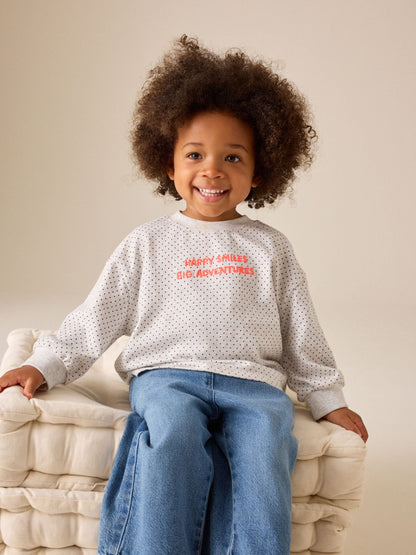Dsiney Kidz - Grey Spot Long Sleeve Slogan Top (3mths-7yrs) image 2