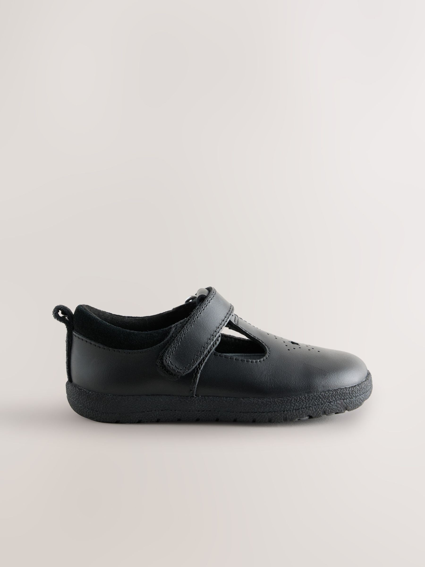 Black Leather Barefoot T-Bar School Shoes image 2