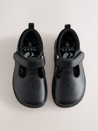 Black Leather Barefoot T-Bar School Shoes image 3