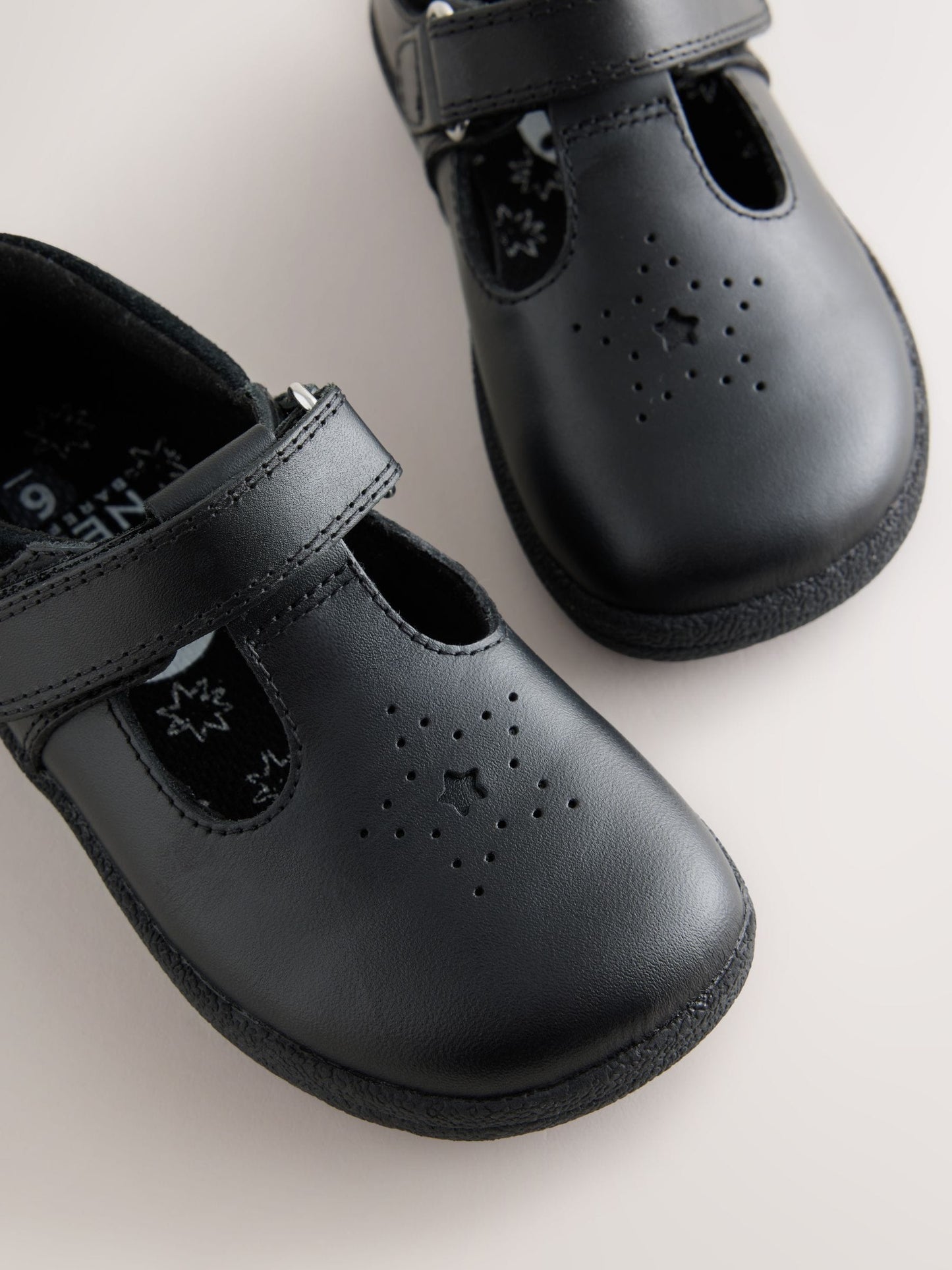 Black Leather Barefoot T-Bar School Shoes image 5