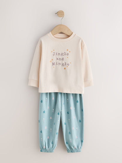 Turq/Cream Christmas Joggers Pyjamas (9mths-12yrs) - image 1