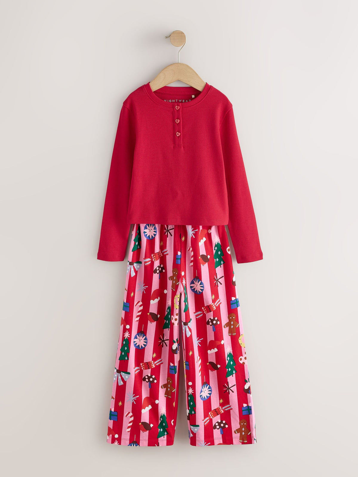 Red/Pink Stripe Christmas Wide Leg Pyjamas 1 Pack (3-16yrs) - image 1