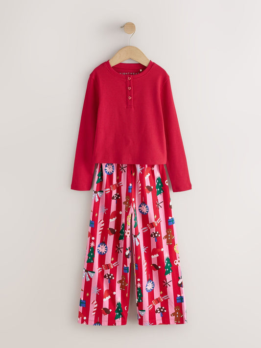Red/Pink Stripe Christmas Wide Leg Pyjamas 1 Pack (3-16yrs) - image 1