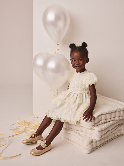 Dsiney Kidz - Ivory 3D Flower Occasion Dress (3mths-8yrs) image 1