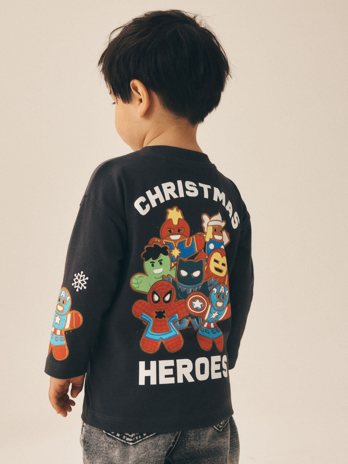 Marvel Charcoal Grey Christmas Long Sleeve T-Shirt (3mths-8yrs) - image 1