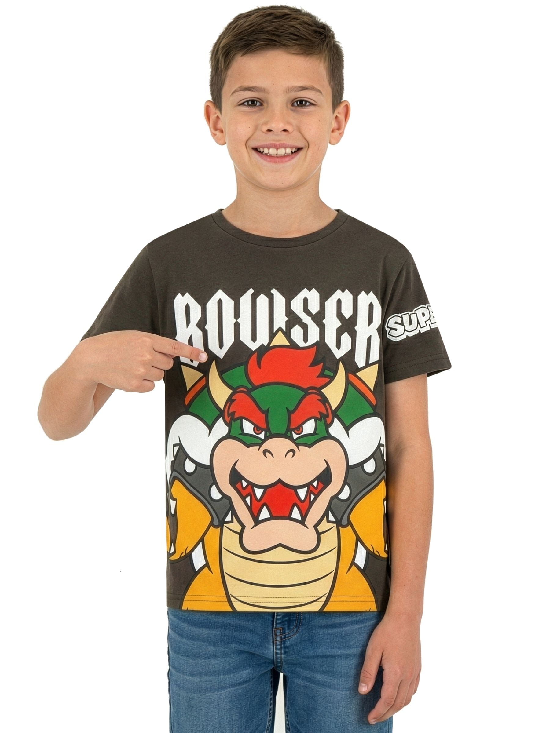 Character Grey Super Mario Bowser T-Shirt image 4