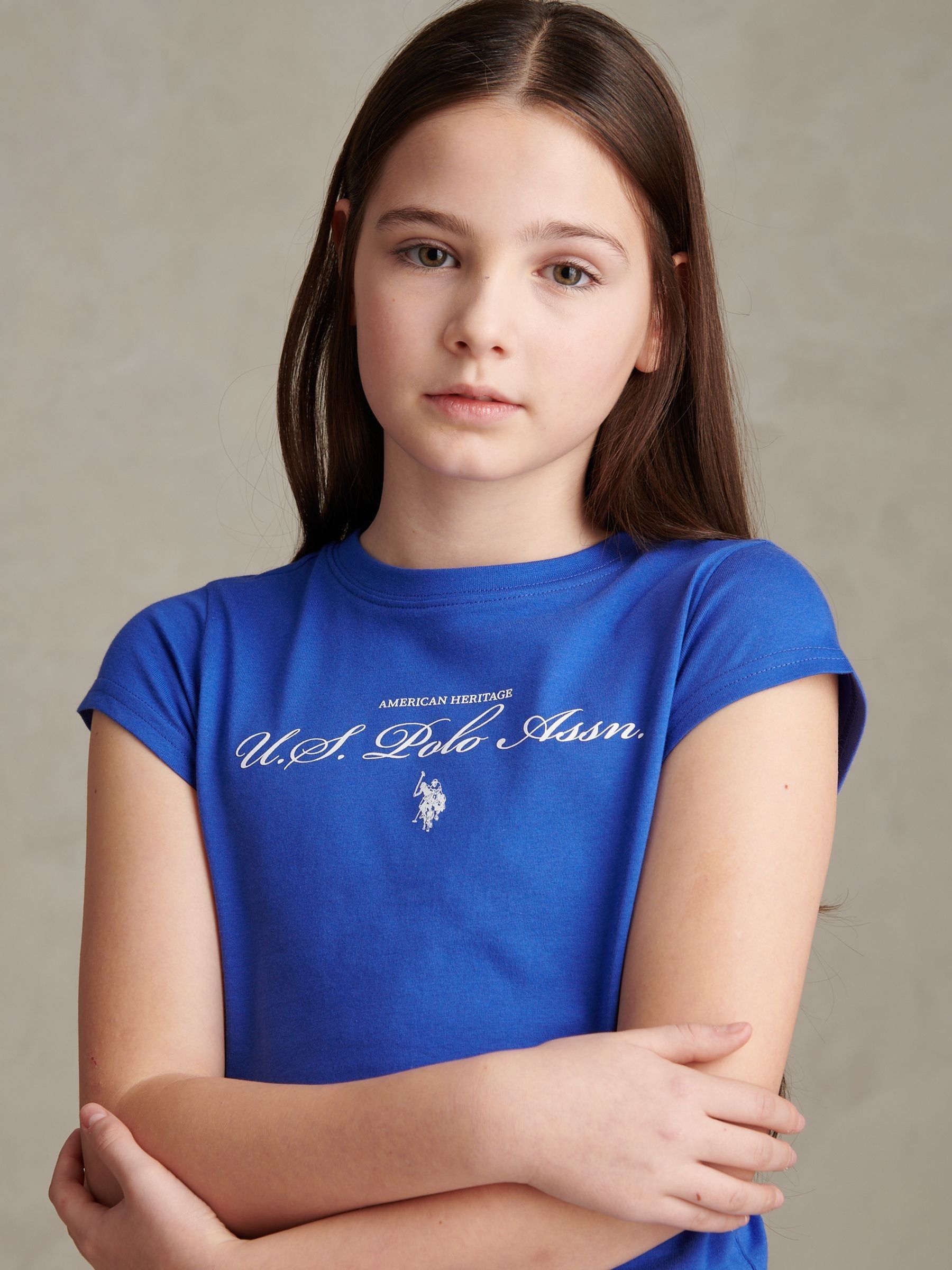 Dsiney Kidz - U.S. Polo Assn. Blue Script Logo Cap Sleeve T-Shirt image 2