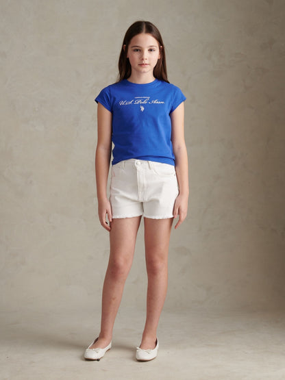 Dsiney Kidz - U.S. Polo Assn. Blue Script Logo Cap Sleeve T-Shirt image 3
