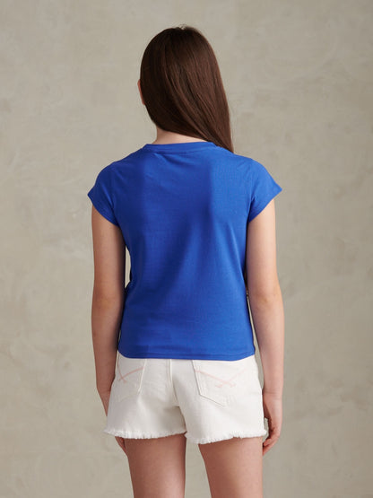 Dsiney Kidz - U.S. Polo Assn. Blue Script Logo Cap Sleeve T-Shirt image 4