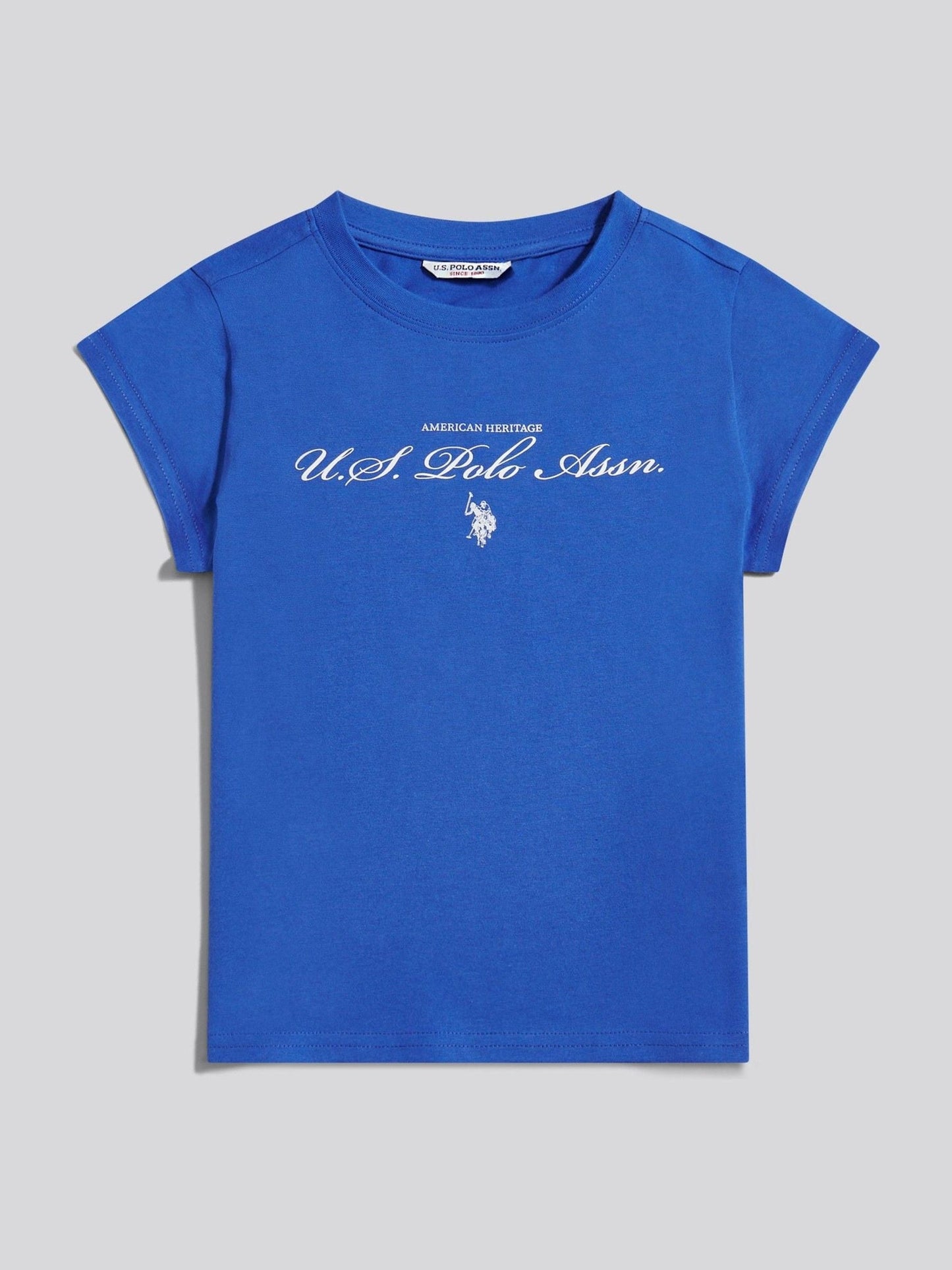 Dsiney Kidz - U.S. Polo Assn. Blue Script Logo Cap Sleeve T-Shirt image 5