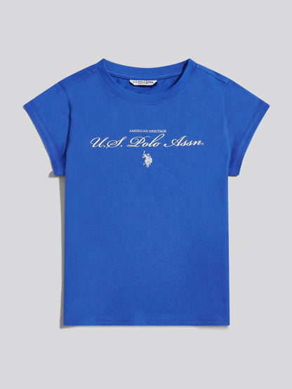 Dsiney Kidz - U.S. Polo Assn. Blue Script Logo Cap Sleeve T-Shirt image 5