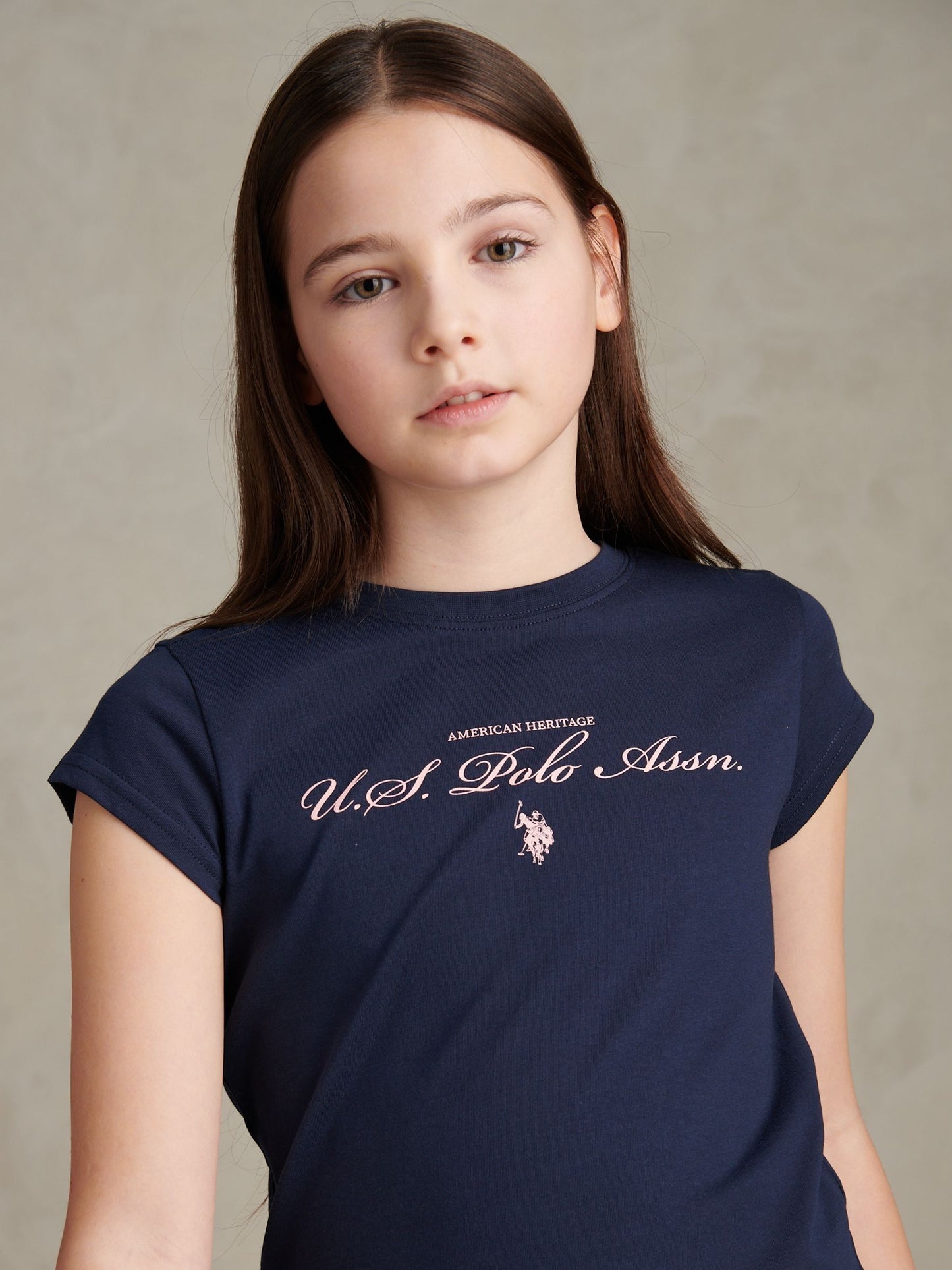 Dsiney Kidz - U.S. Polo Assn. Navy Iris Script Logo Cap Sleeve T-Shirt image 4
