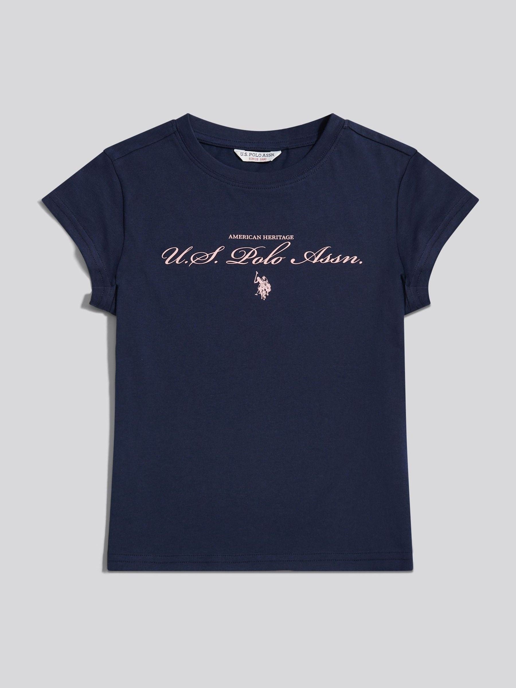 Dsiney Kidz - U.S. Polo Assn. Navy Iris Script Logo Cap Sleeve T-Shirt image 5