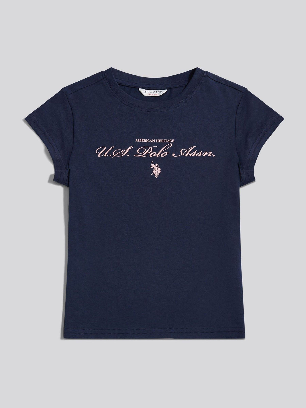 Dsiney Kidz - U.S. Polo Assn. Navy Iris Script Logo Cap Sleeve T-Shirt image 5