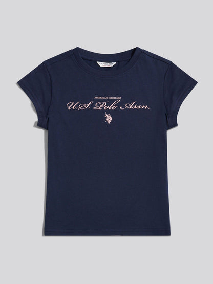 Dsiney Kidz - U.S. Polo Assn. Navy Iris Script Logo Cap Sleeve T-Shirt image 5