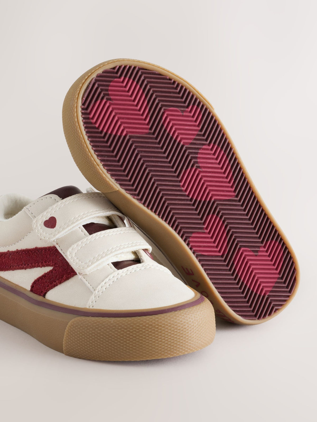 Cream/Red Standard Fit (F) Touch Fastening Trainers - image 3