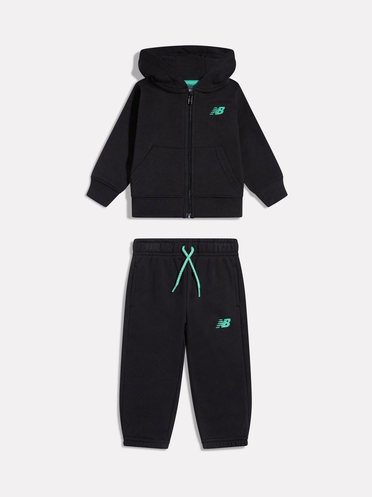 New Balance Black Zip Thru FT Hoodie & Joggers Set image 1