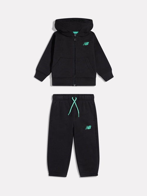 New Balance Black Zip Thru FT Hoodie & Joggers Set image 1