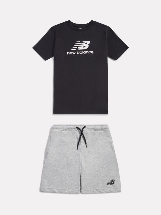New Balance Black Stacked Graphic Jersey T-Shirt & FT Shorts Set image 1
