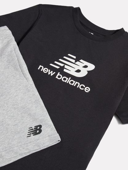 New Balance Black Stacked Graphic Jersey T-Shirt & FT Shorts Set image 3