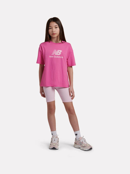 Dsiney Kidz - New Balance Pink Stacked Logo T-Shirt and Cycle Shorts Set image 1