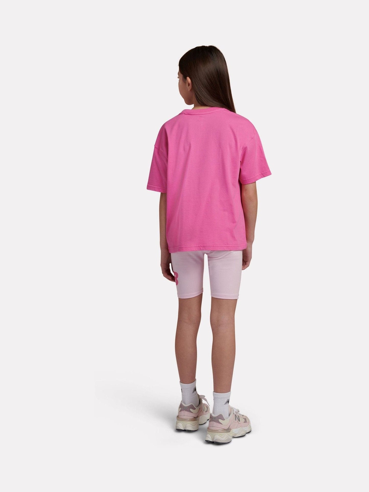 Dsiney Kidz - New Balance Pink Stacked Logo T-Shirt and Cycle Shorts Set image 3