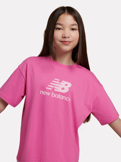 Dsiney Kidz - New Balance Pink Stacked Logo T-Shirt and Cycle Shorts Set image 4