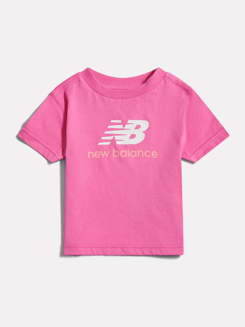 New Balance Dark Pink Stacked Logo T-Shirt image 1