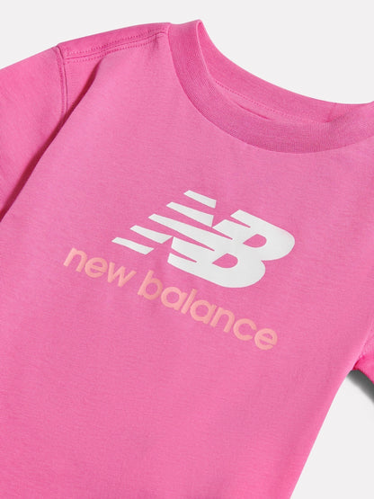 New Balance Dark Pink Stacked Logo T-Shirt image 3