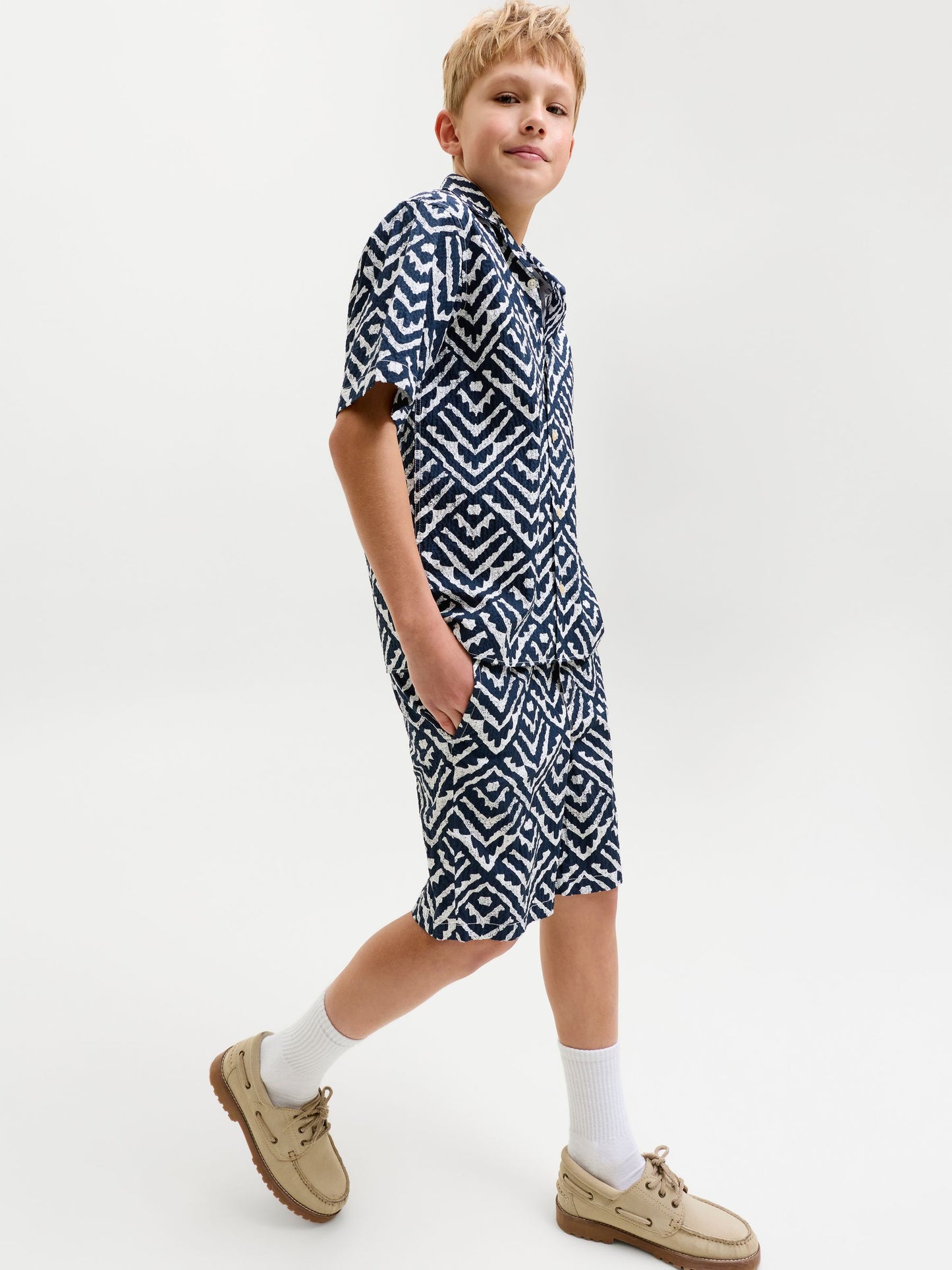 Dsiney Kidz - JACK & JONES JUNIOR Blue Seersucker Shorts image 3
