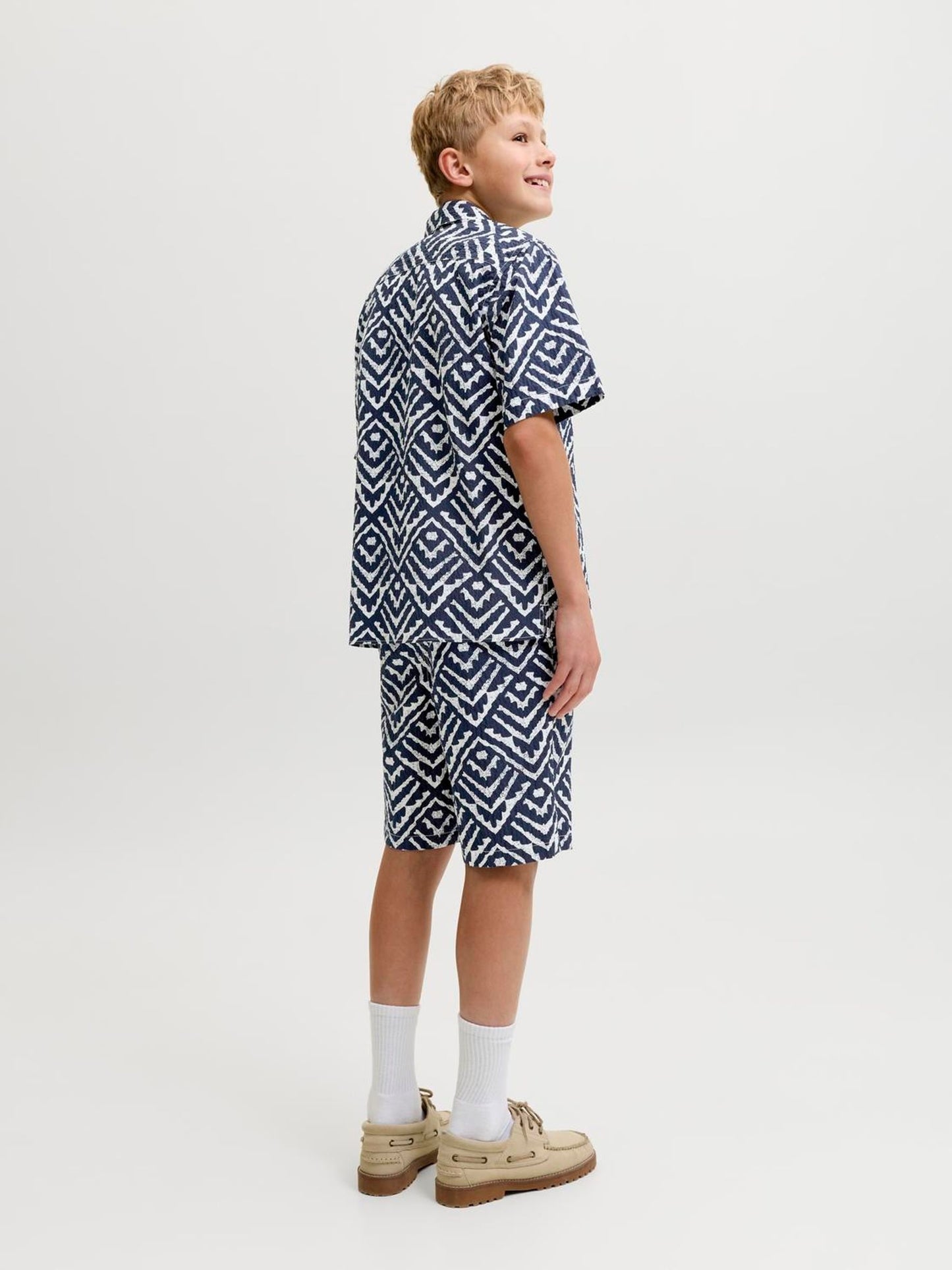 Dsiney Kidz - JACK & JONES JUNIOR Blue Seersucker Resort Collar Short Sleeve Shirt image 3