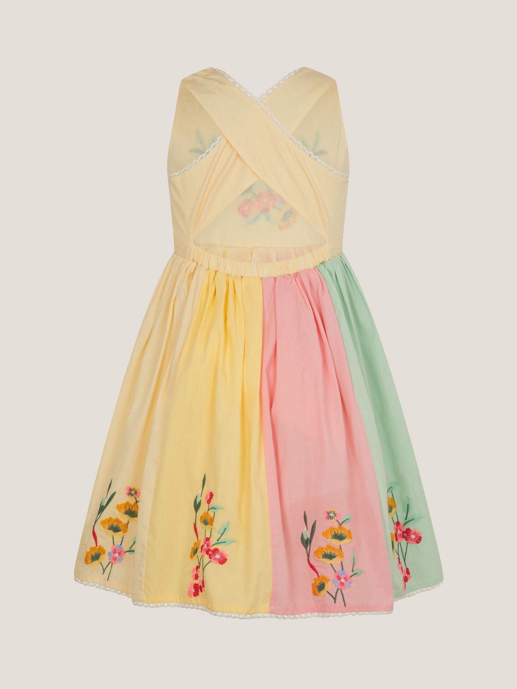 Monsoon Yellow Camellia Floral Embroidered Cross Back Dress image 3