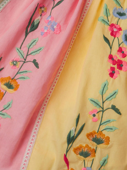 Monsoon Yellow Camellia Floral Embroidered Cross Back Dress image 4