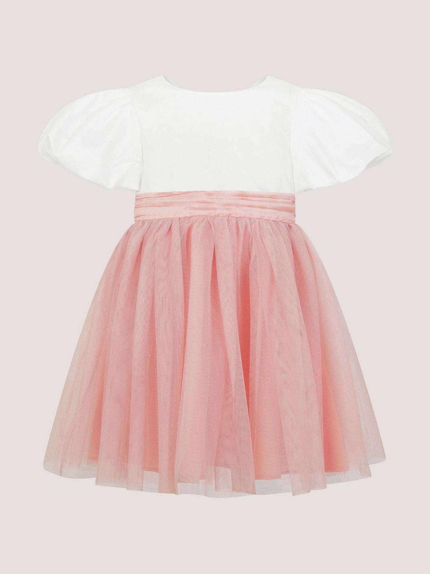 Monsoon Pink Baby Puff Sleeve Sateen Tulle Party Dress image 2
