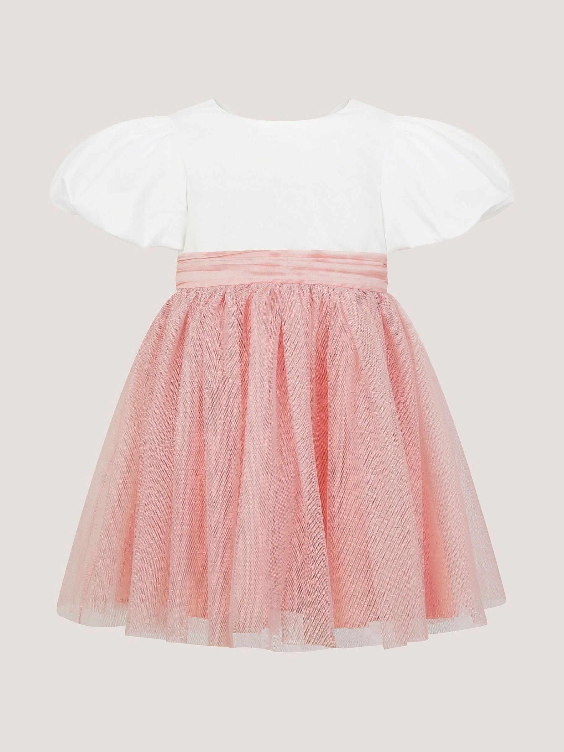 Monsoon Pink Baby Puff Sleeve Sateen Tulle Party Dress image 2