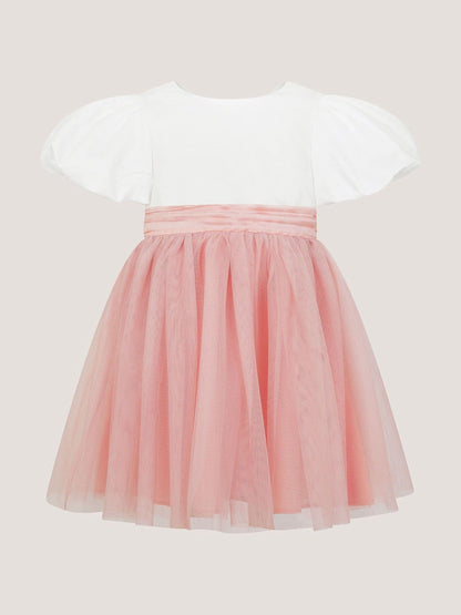 Monsoon Pink Baby Puff Sleeve Sateen Tulle Party Dress image 2
