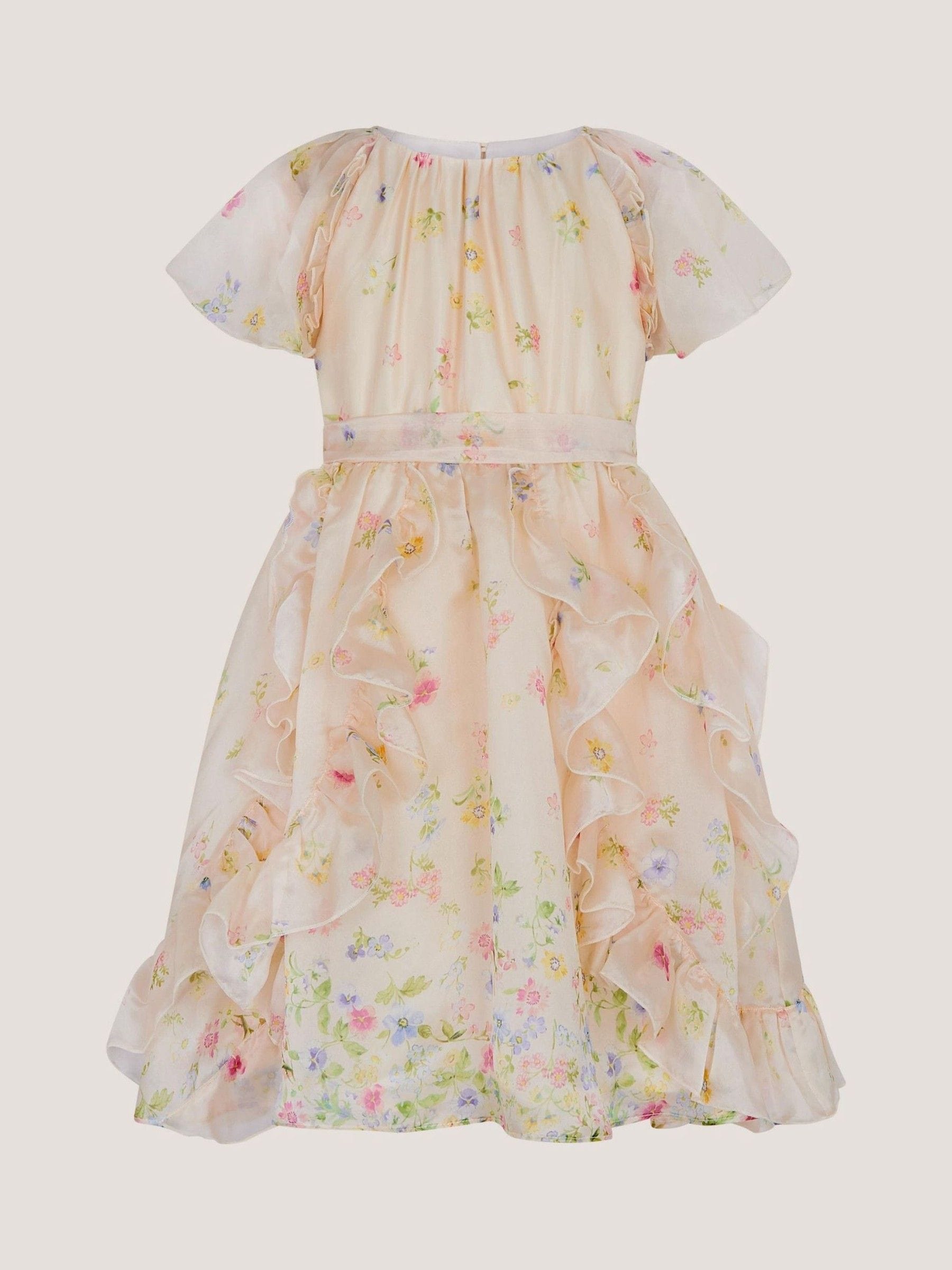 Monsoon Pink Ditsy Floral Ruffle Party Dress image 1