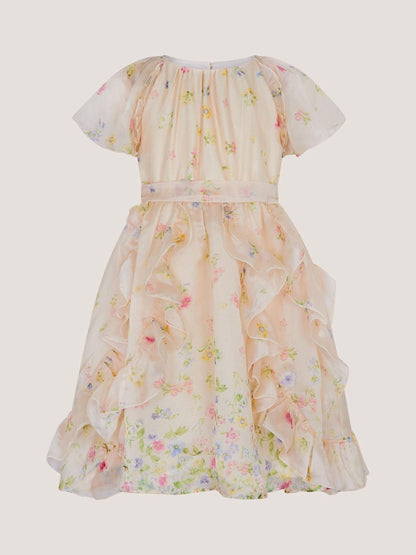 Monsoon Pink Ditsy Floral Ruffle Party Dress image 1