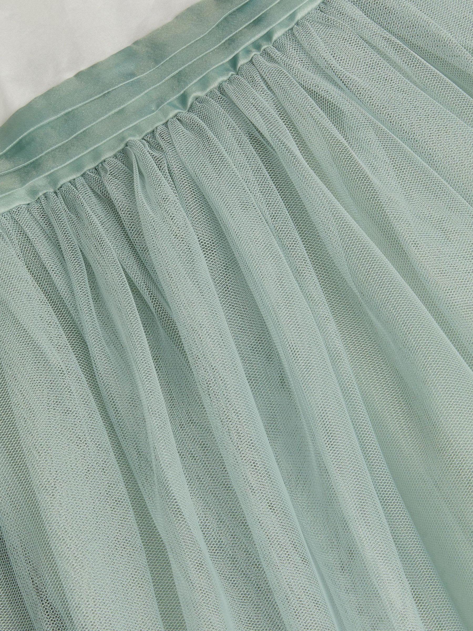 Monsoon Sage Green Puff Sleeve Satin Tulle Dress image 5