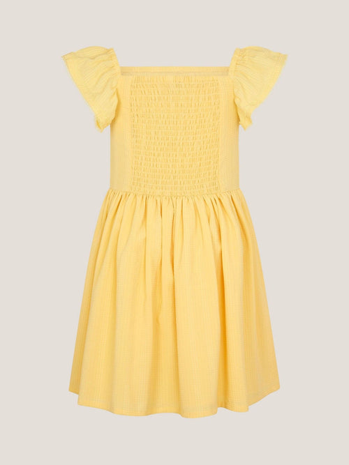 Dsiney Kidz - Monsoon Yellow Stripe Shirred Lace Trim Dress image 1